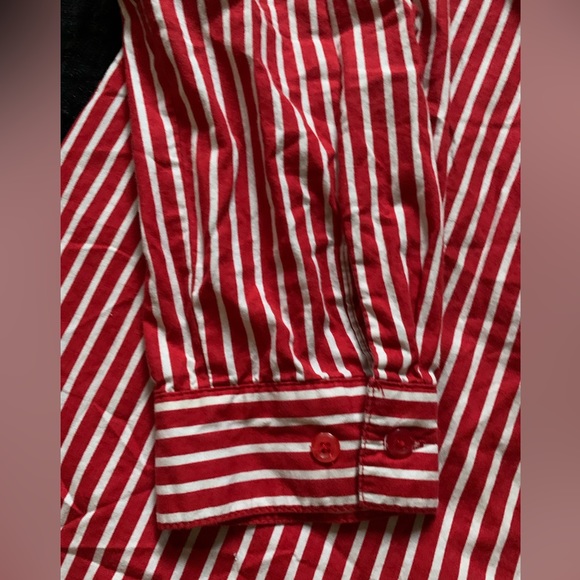 Roaman’s Women’s Red/ White Striped Button-Up Longsleeve Shirt Plus 16w PreOwned - Picture 4 of 12